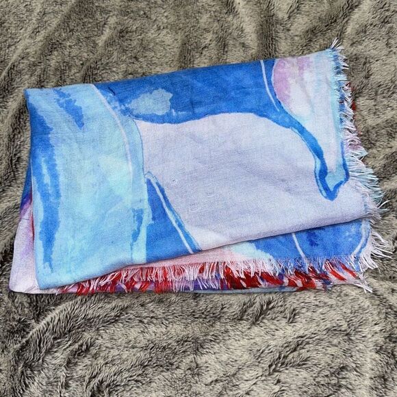 Nordstrom red, pink, and blue lightweight pashmina | Sz S - Picture 3 of 5